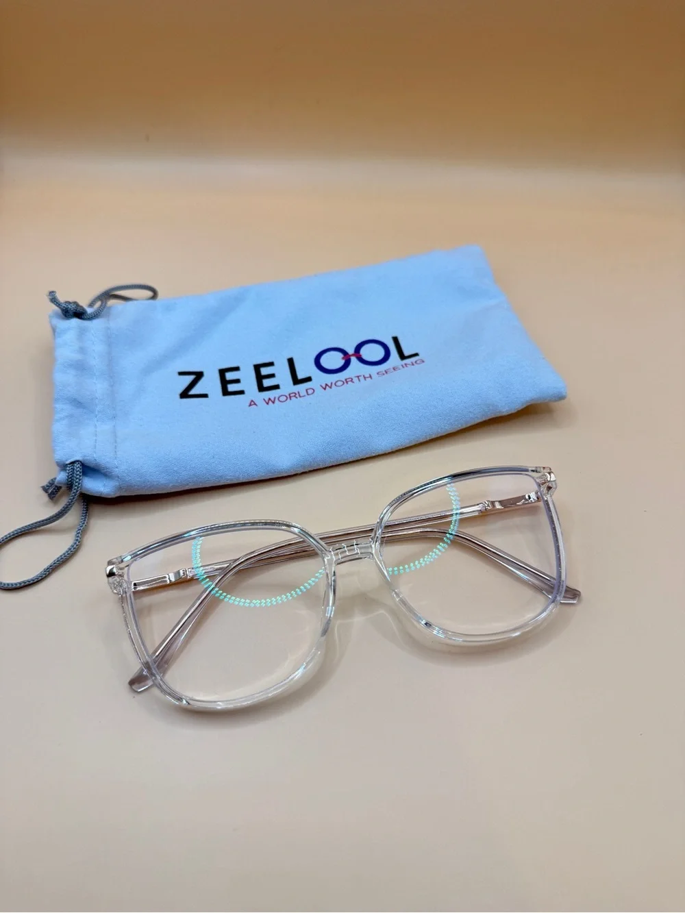 ZEELool Clear glasses Frame with rose gold temples, no prescription